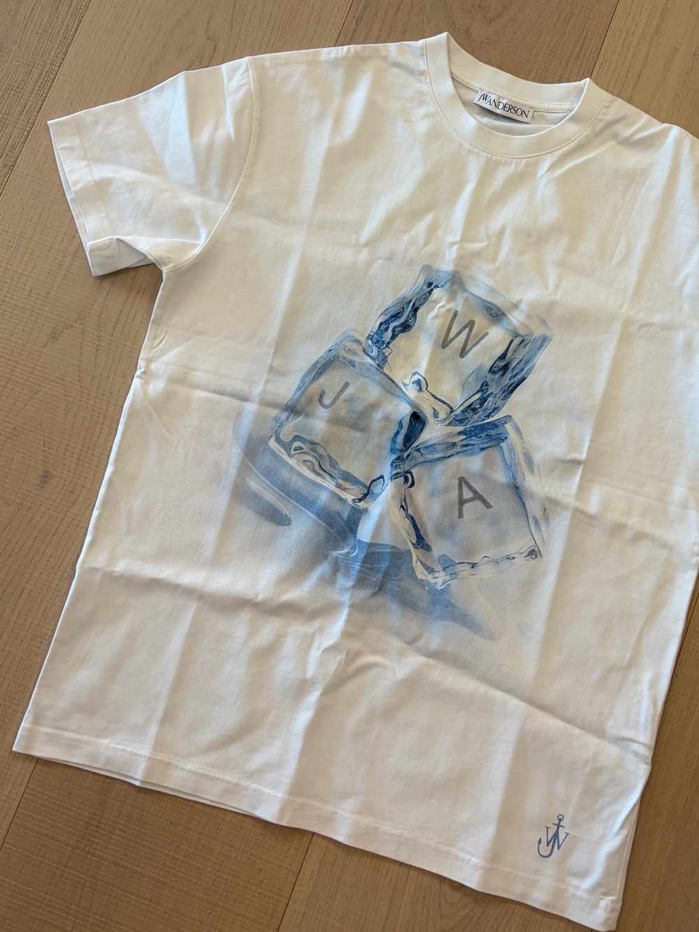 NWOT JW ANDERSON White T-Shirt with Blue ice Graphic